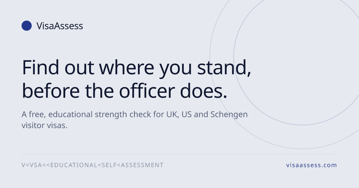 Free tool that scores your UK / US / Schengen visitor visa profile against the actual published crit logo